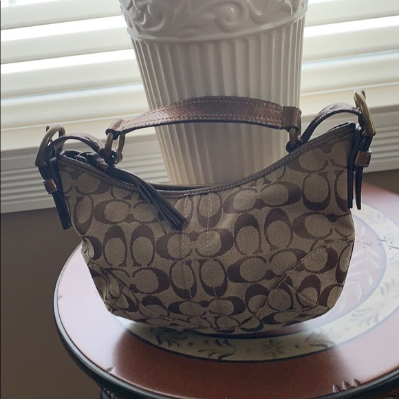 Coach Handbags - Coach bag Auth. Bronze genuine python trim hobo